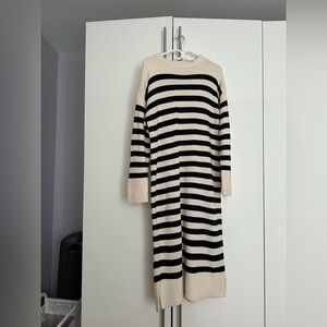 Zara navy and Cream Striped Dress